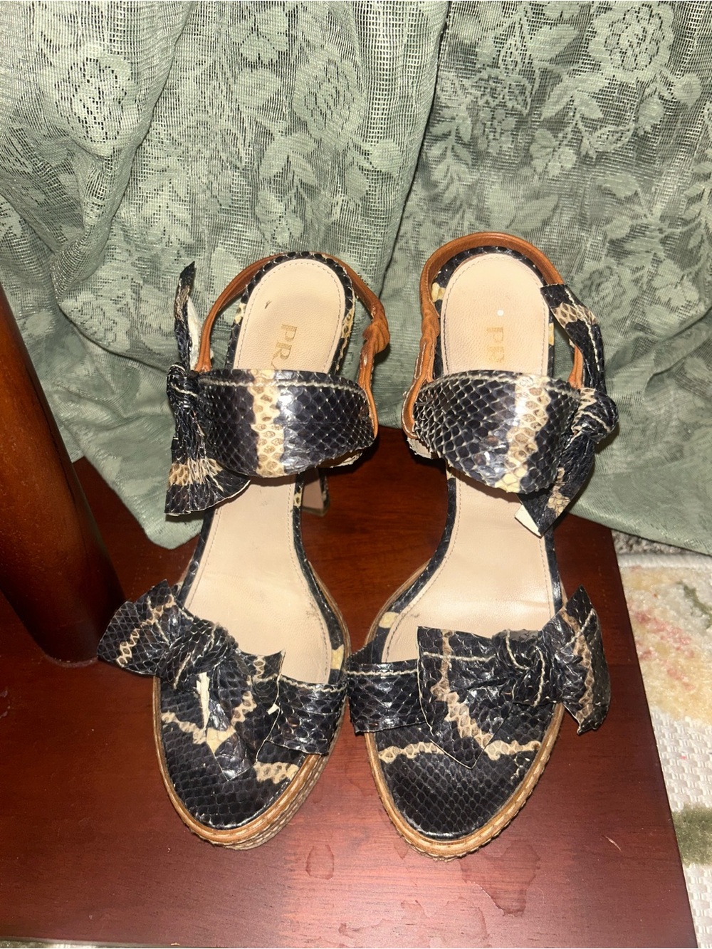 Prada Python Leather Snakeskin Platform Heels in Brown and Black size 40 - Picture 6 of 9